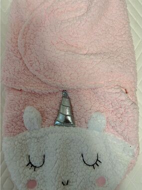 Chick Pea Soft Pink Sherpa Baby Swaddle- Unicorn